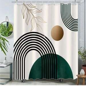 Aipon Green Mid Century Shower Curtain for Bathroom Abstract Boho Shower Curtain